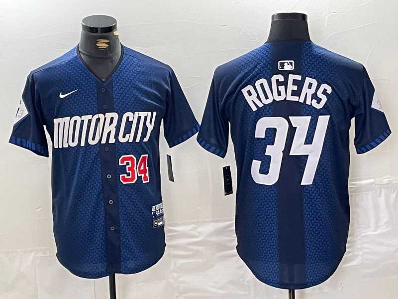 Men%27s Detroit Tigers #34 Jake Rogers 2024 Navy City Connect Cool Base Limited Stitched Jerseys